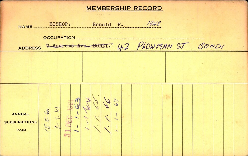 Members Records 1960-1967