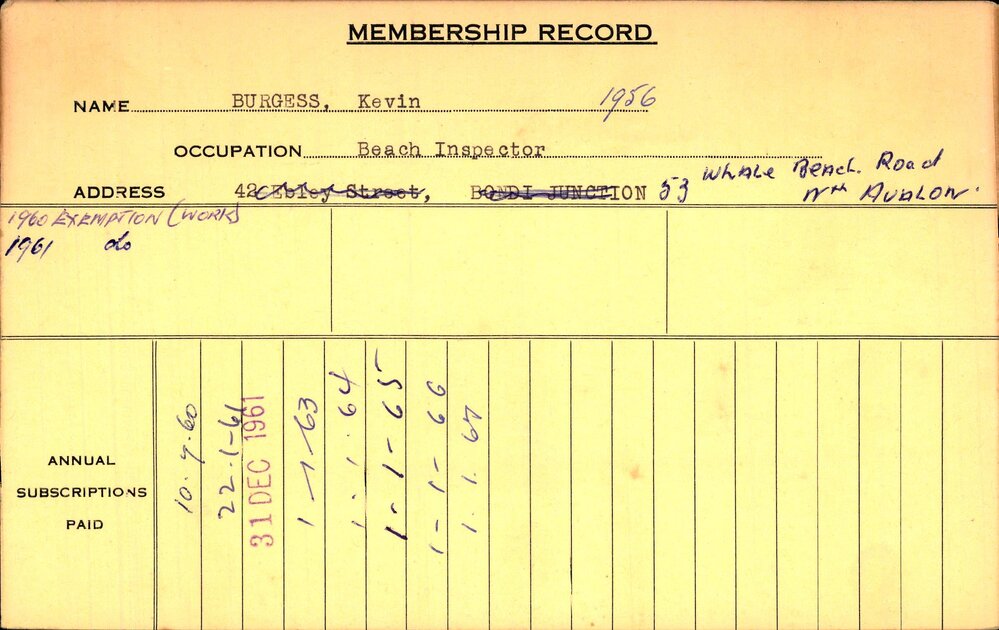 Members Records 1960-1967