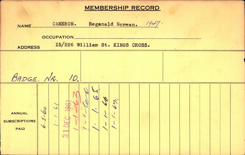 Members Records 1960-1967