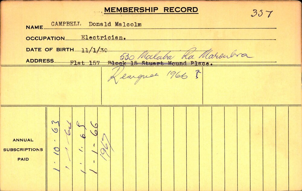 Members Records 1960-1967