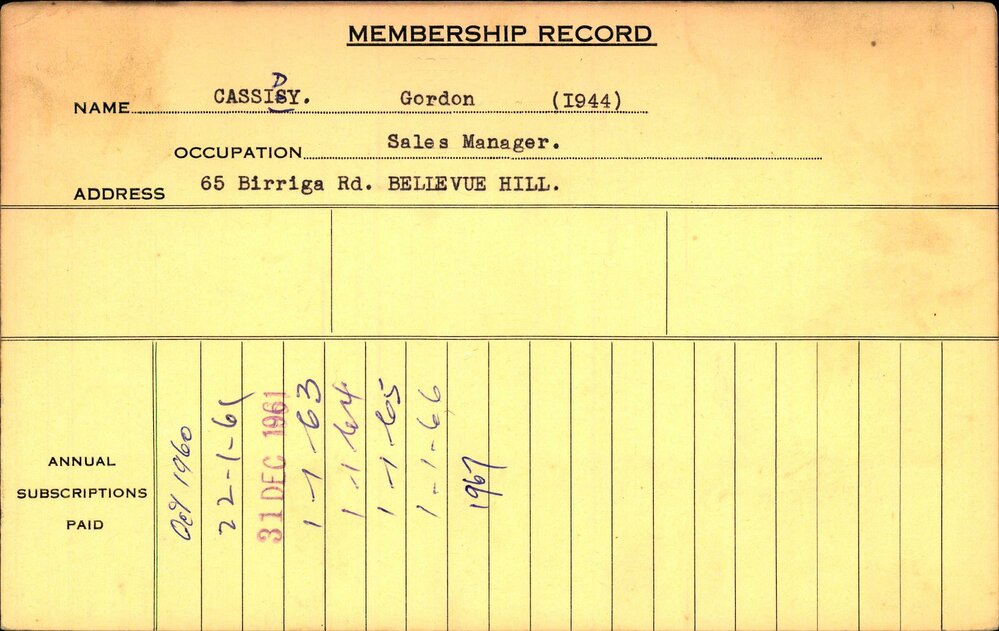 Members Records 1960-1967