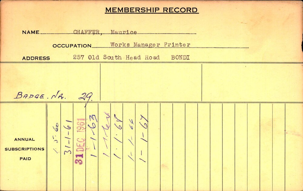 Members Records 1960-1967