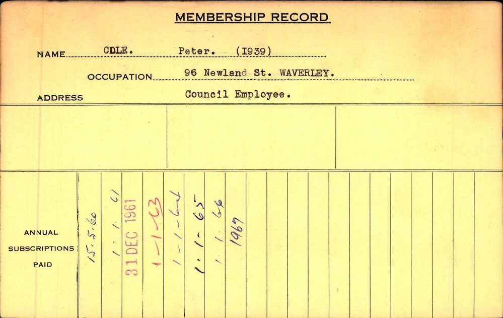 Members Records 1960-1967
