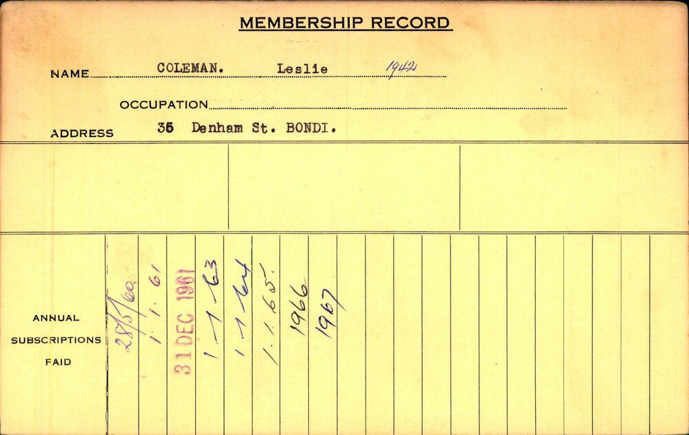 Members Records 1960-1967