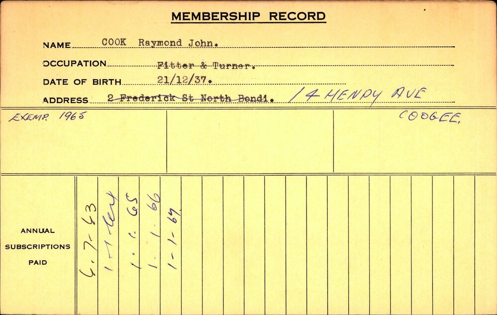 Members Records 1960-1967