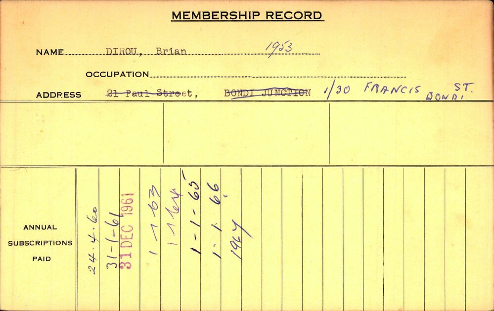 Members Records 1960-1967