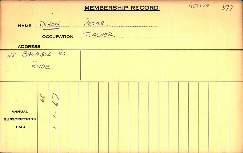 Members Records 1960-1967