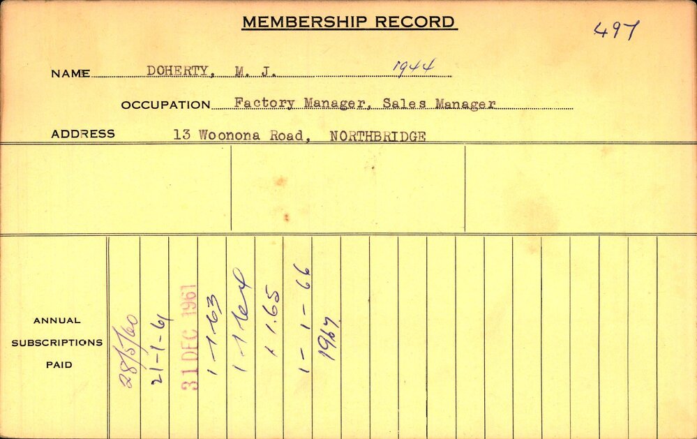 Members Records 1960-1967