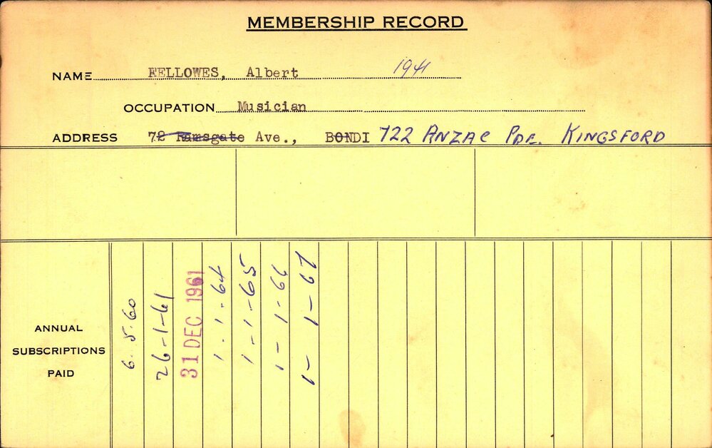 Members Records 1960-1967