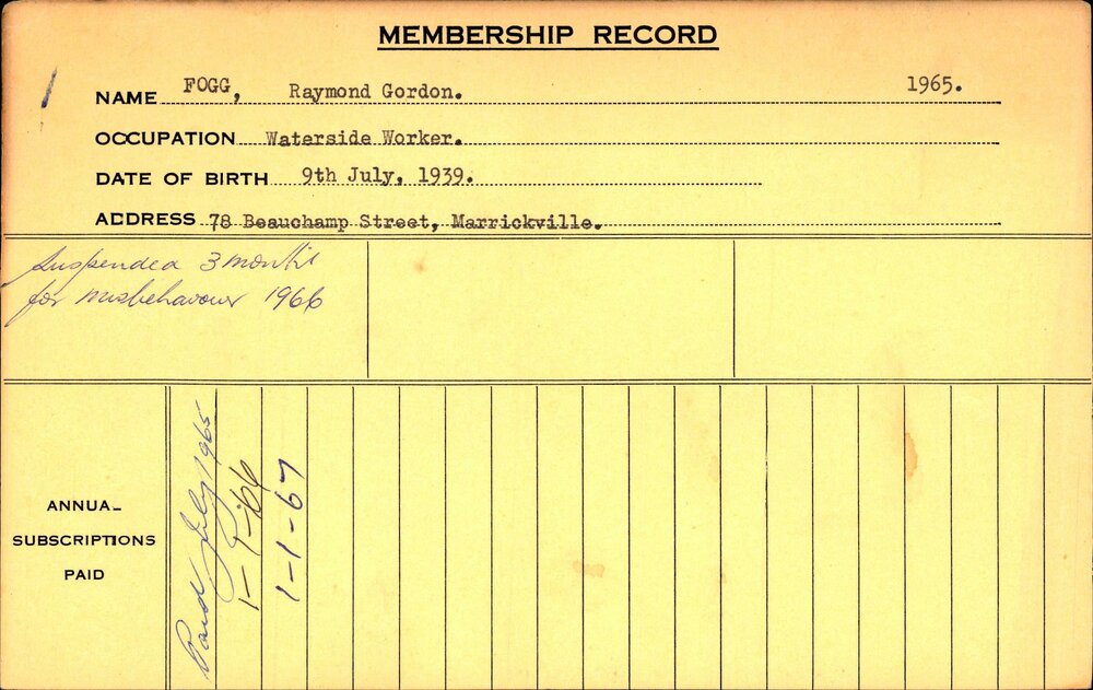 Members Records 1960-1967