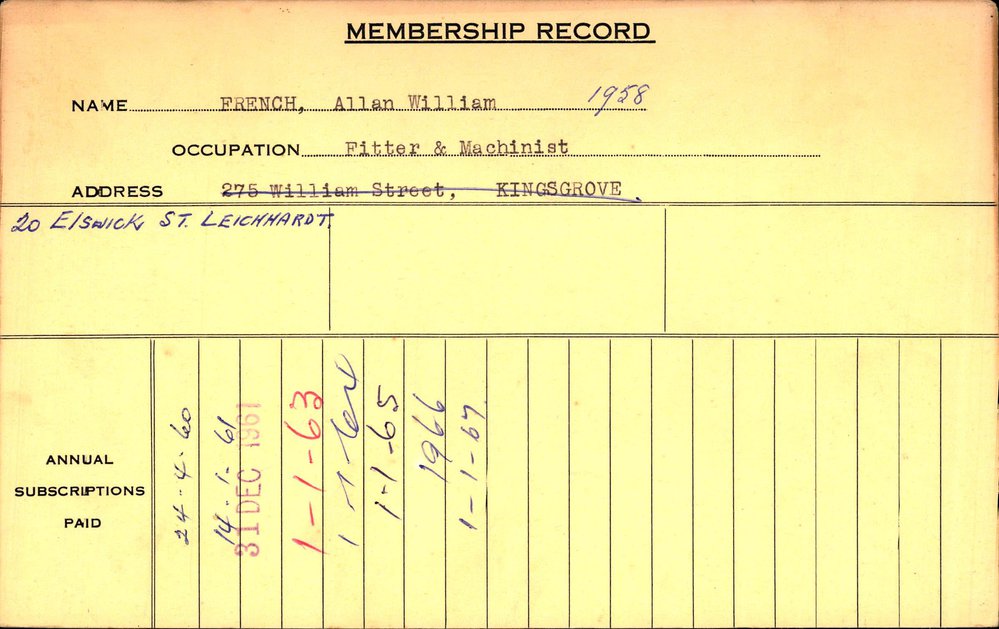 Members Records 1960-1967