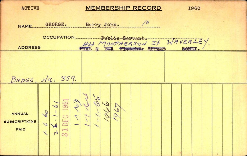 Members Records 1960-1967