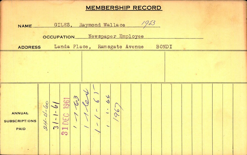 Members Records 1960-1967