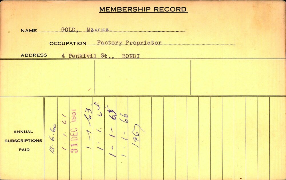 Members Records 1960-1967