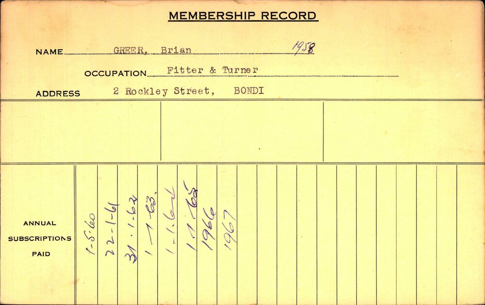 Members Records 1960-1967