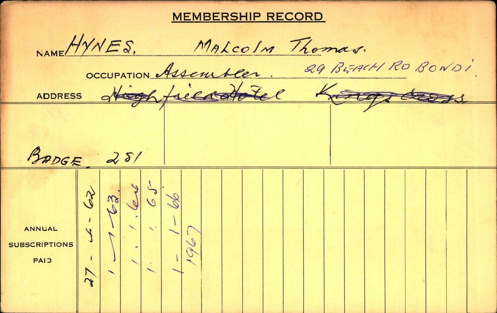 Members Records 1960-1967