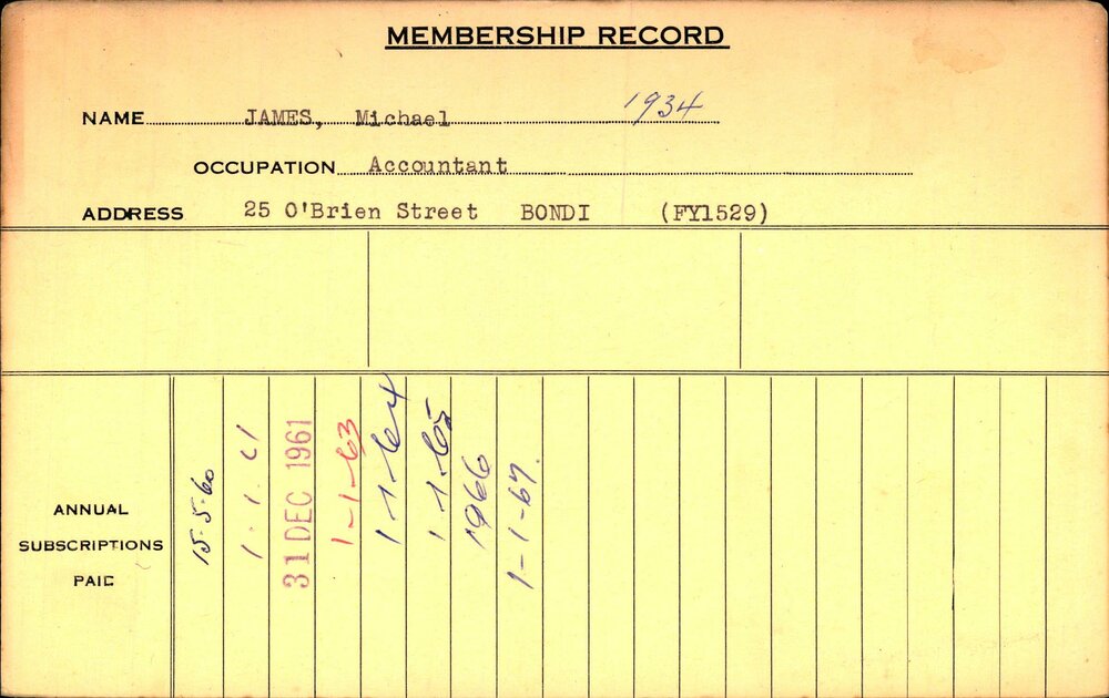 Members Records 1960-1967