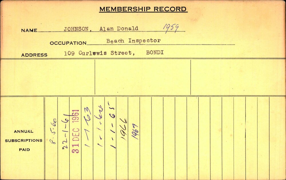 Members Records 1960-1967