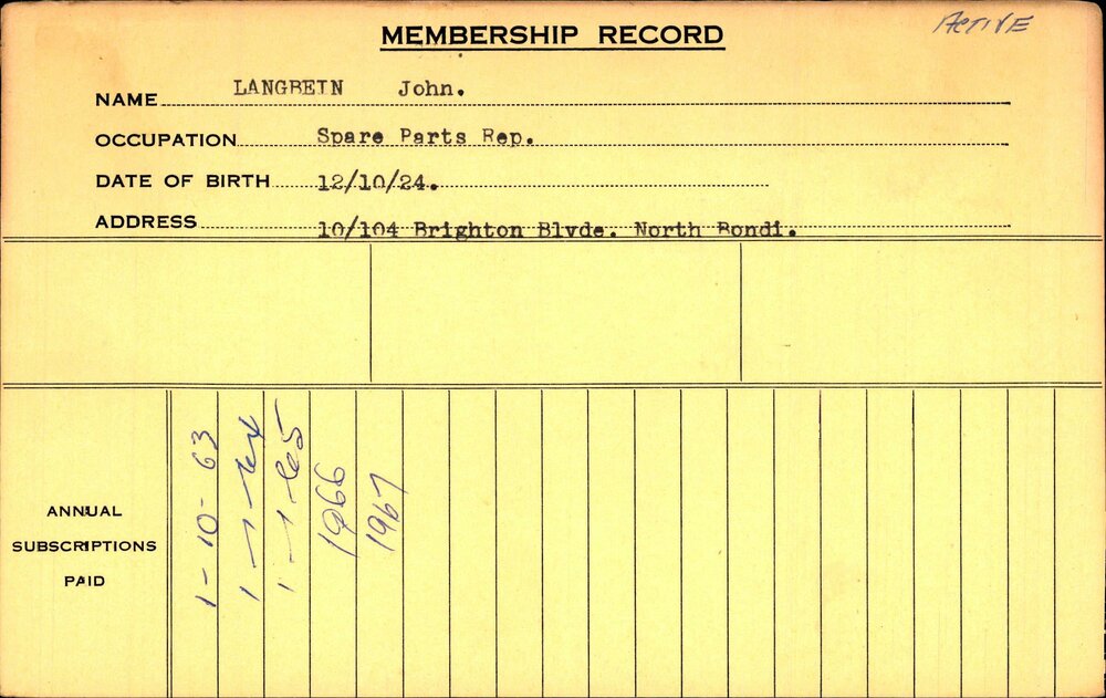 Members Records 1960-1967