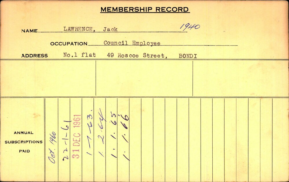 Members Records 1960-1967