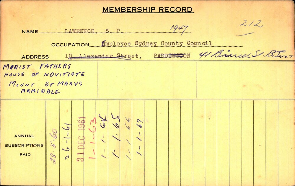 Members Records 1960-1967