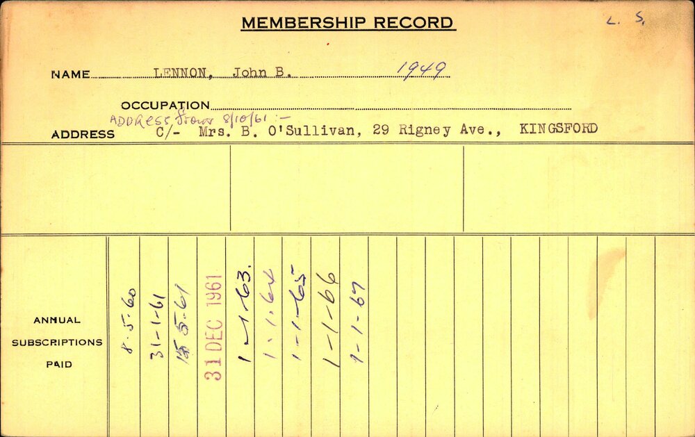 Members Records 1960-1967