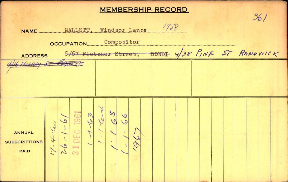 Members Records 1960-1967