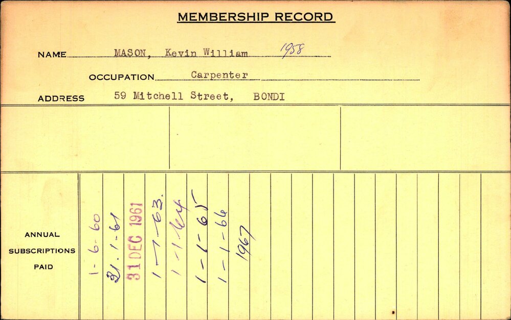 Members Records 1960-1967