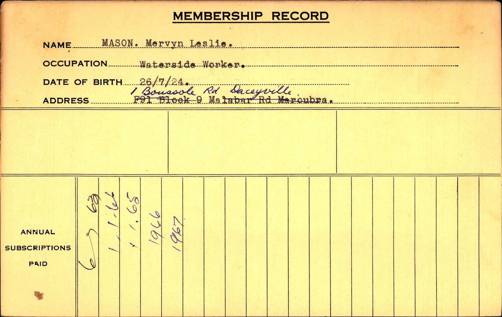 Members Records 1960-1967