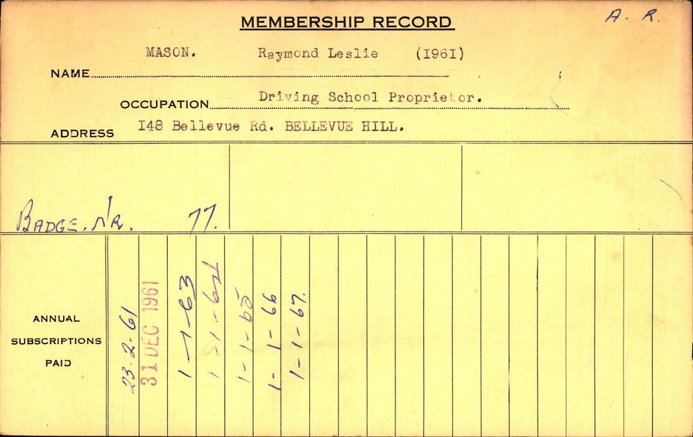 Members Records 1960-1967