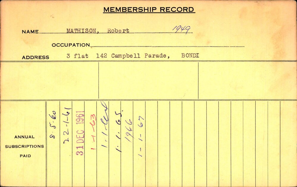 Members Records 1960-1967