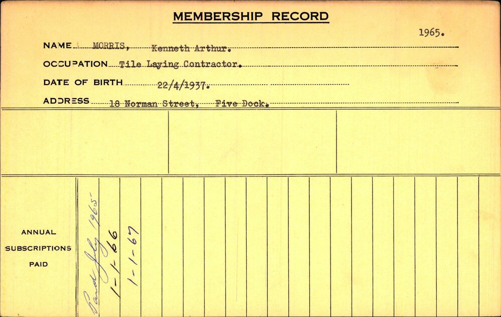 Members Records 1960-1967