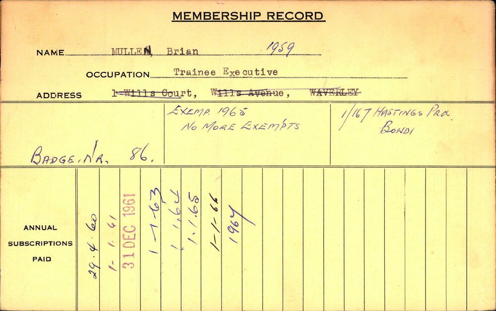 Members Records 1960-1967