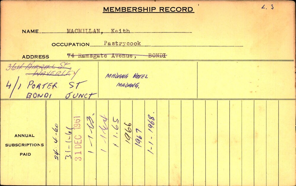 Members Records 1960-1967