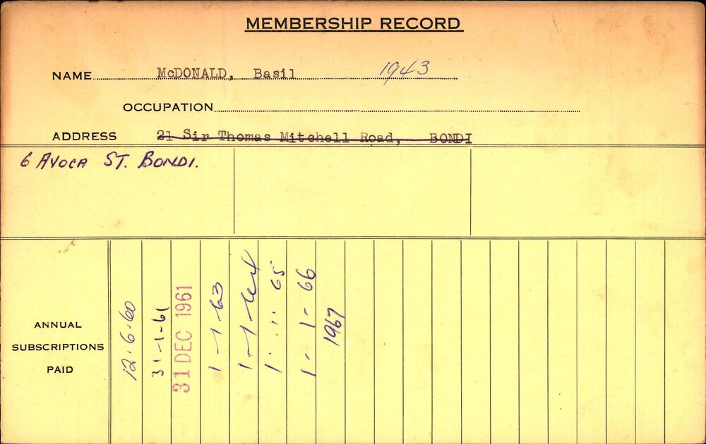Members Records 1960-1967