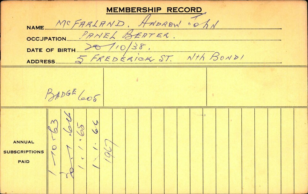 Members Records 1960-1967