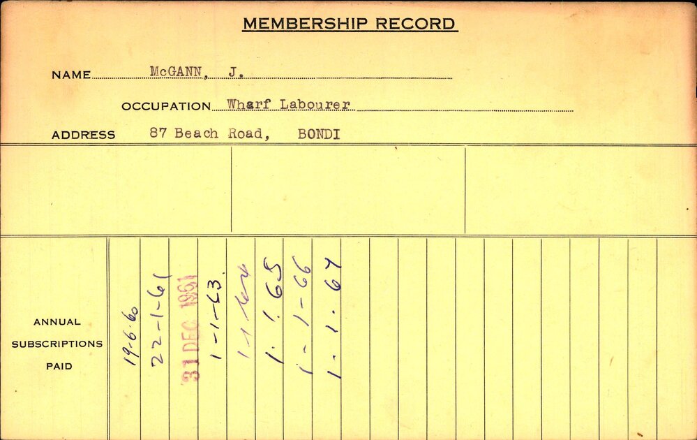 Members Records 1960-1967
