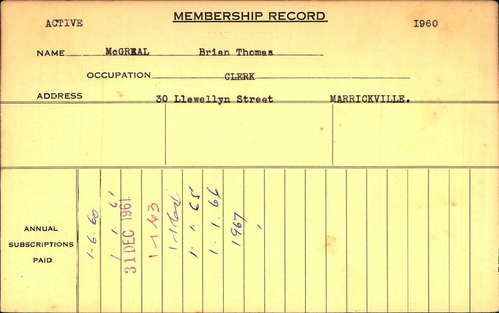 Members Records 1960-1967