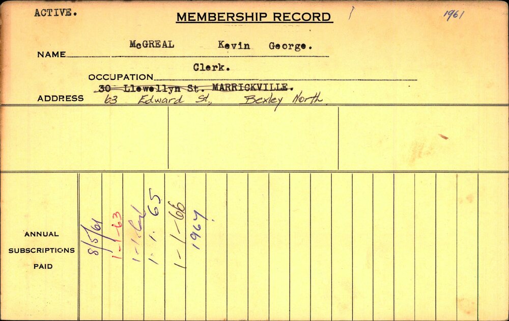 Members Records 1960-1967