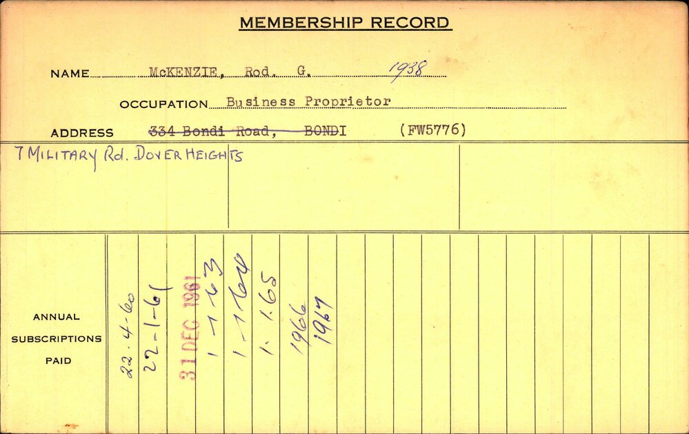 Members Records 1960-1967