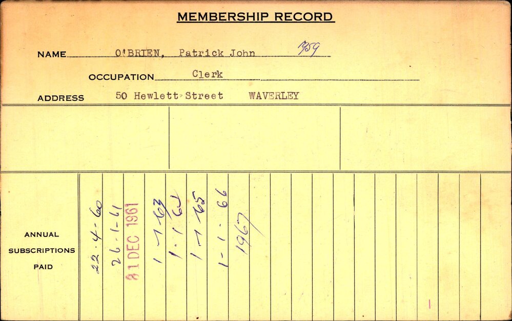 Members Records 1960-1967