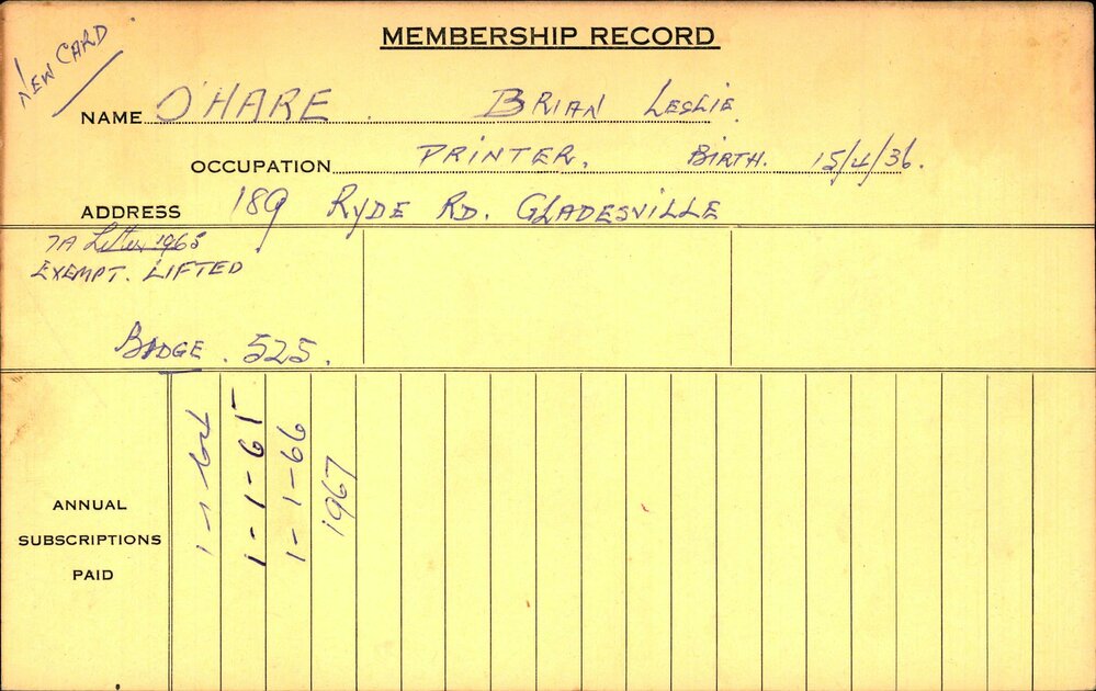 Members Records 1960-1967