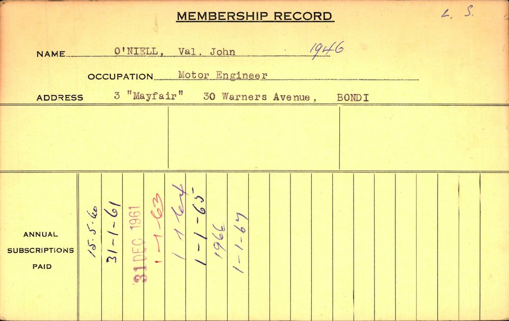 Members Records 1960-1967