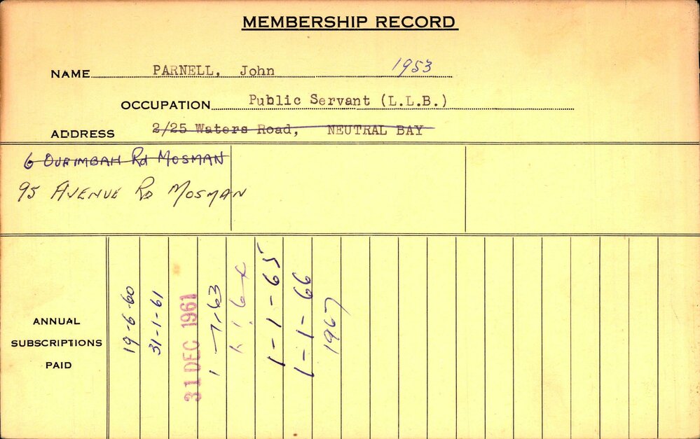 Members Records 1960-1967