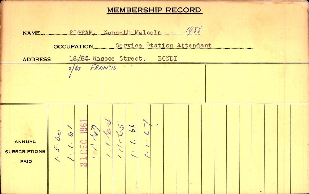 Members Records 1960-1967
