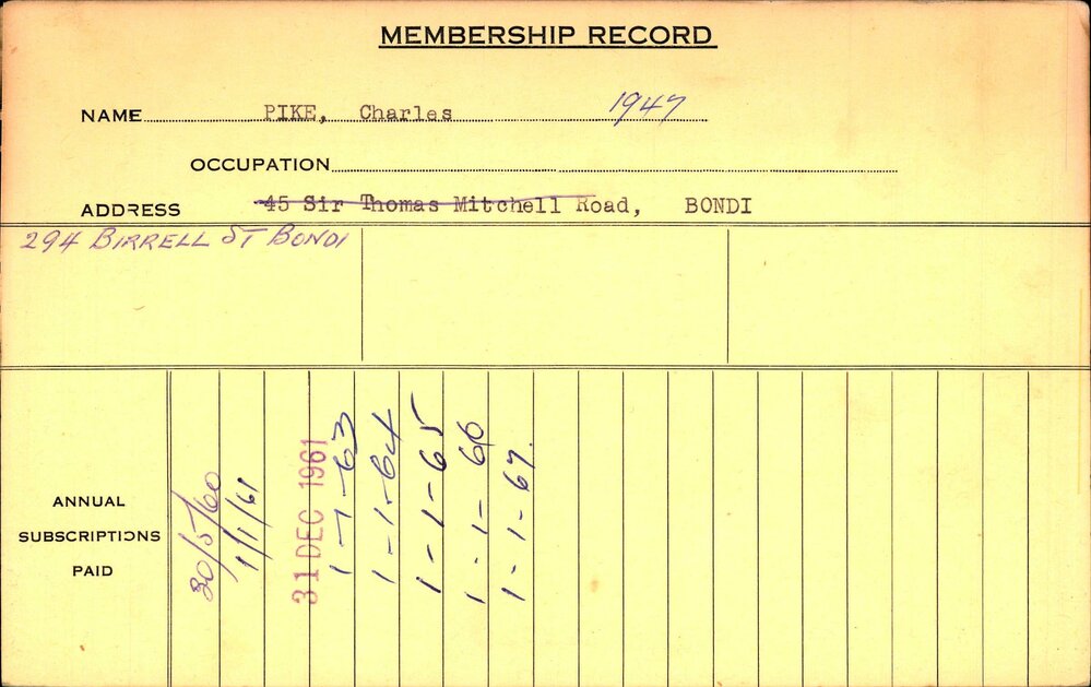 Members Records 1960-1967