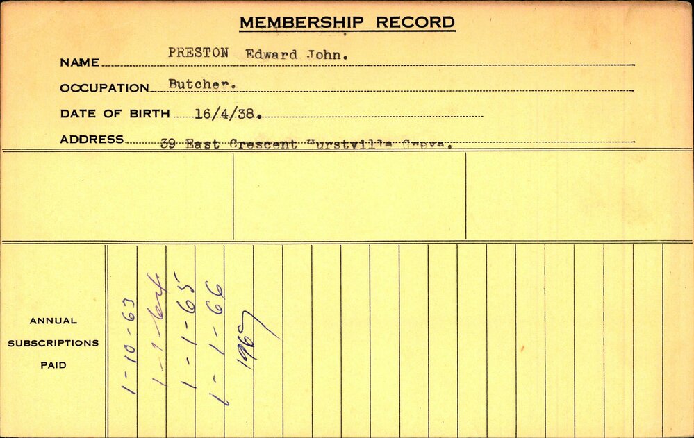 Members Records 1960-1967
