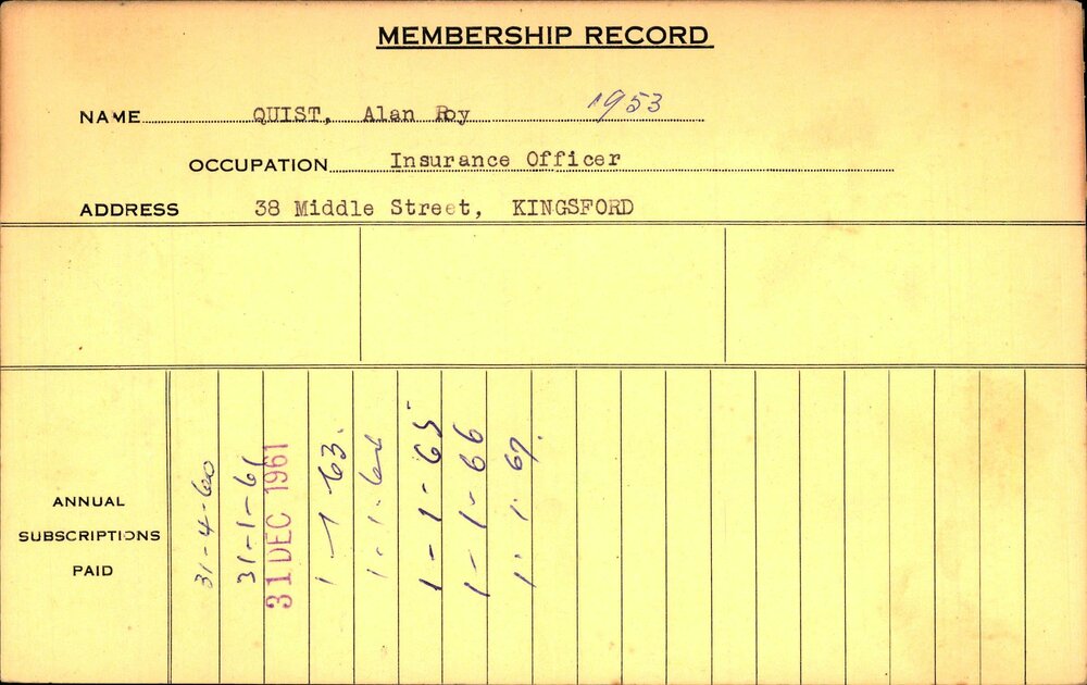 Members Records 1960-1967