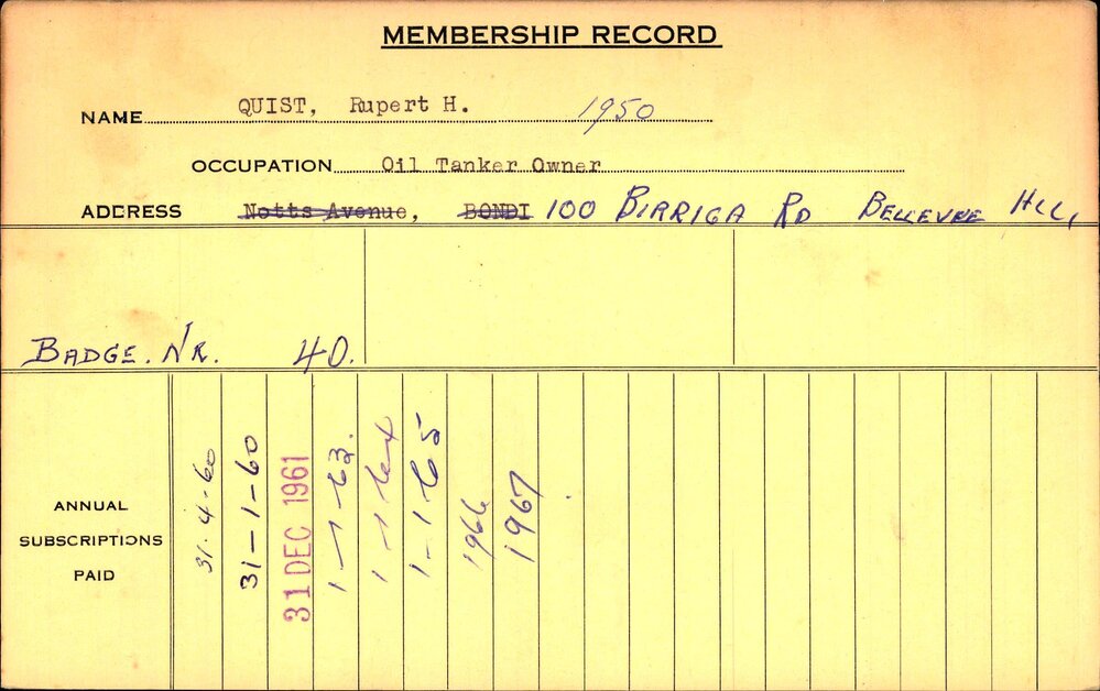 Members Records 1960-1967