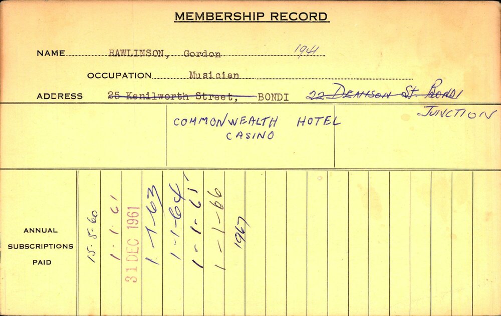 Members Records 1960-1967